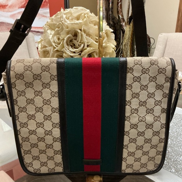 SALE!!! Vintage Gucci Monogram Messenger Bag - Picture 1 of 9